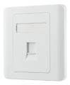 DELTACO flush mount for Keystone, 1 port, dust hatch, white