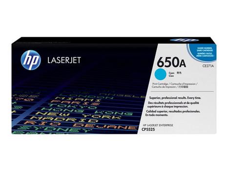 HP 650A cyan original LaserJet-tonerkassett (CE271A)