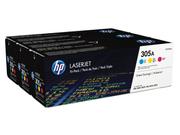 HP 305A - 3-pack - gul, cyan, magenta - original - LaserJet - tonerpatron (CF370AM)