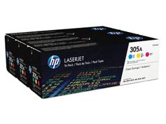 HP 305A - 3-pack - gul, cyan, magenta - original - LaserJet - tonerpatron (CF370AM)