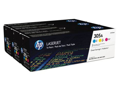 HP 305A original toner cartridge cyan, magenta and yellow standard capacity 2.600 pages 3-pack (CF370AM)
