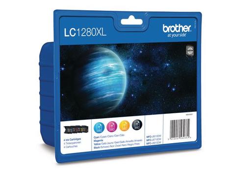 BROTHER LC1280XLVALBPDR inktcartridge 4 stuk(s) Origineel Hoog (XL) rendement Zwart, Cyaan, Magenta, Geel (LC-1280XLVALBPDR)