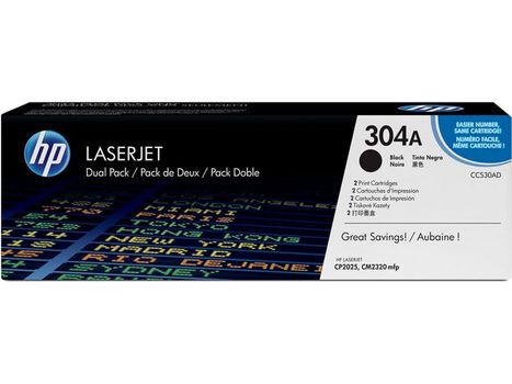 HP 304A Colour LaserJet original toner cartridge black standard capacity 2 x 3.500 pages 2-pack (CC530AD)