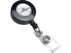 DURABLE Badge Reel with Snap Button Strap 80cm Long Metal Clip on Reverse Charcoal (Pack 10) - 815258