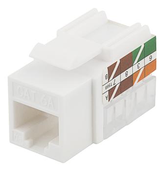 DELTACO Cat6A Keystone jack, "Tool-free"/ 110,  plastic, 90, white (MD-124)