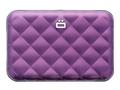 ÖGON Quilted Button Card holder metal lock quilted alu Purple