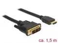 DELOCK DVI(M) - HDMI-A (M) 1,5m cable, Black