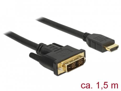 DELOCK DVI(M) - HDMI-A (M) 1,5m cable, Black (85583)