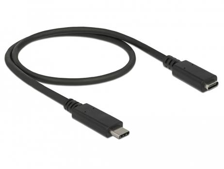 DELOCK Extension cable SuperSpeed USB (USB 3.1 Gen 1) USB Type-Câ?¢ male > female 3 A 0.5 m black (85532)