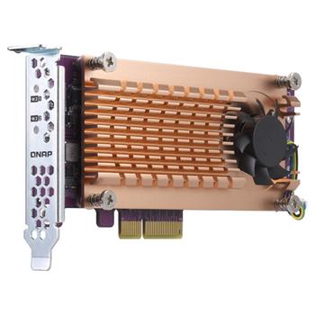 QNAP Dual M.2 PCIe SSD expansion card Supports max two M.2 2280/ 22110 formfactor M.2 PCIe (Gen3 x4) SSDs- PCIe Gen3 x8 (QM2-2P-384)