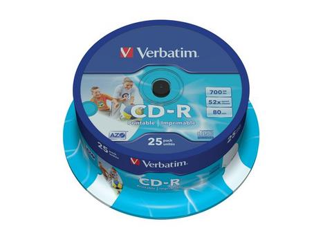 VERBATIM CD-R Verbatim 700Mb 52x print spind (25) (43439)