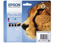 EPSON T0715 ink cartridge black and tri-colour standard capacity black: 7.4ml, colour: 3 x 5.5ml 4-pack blister without alarm