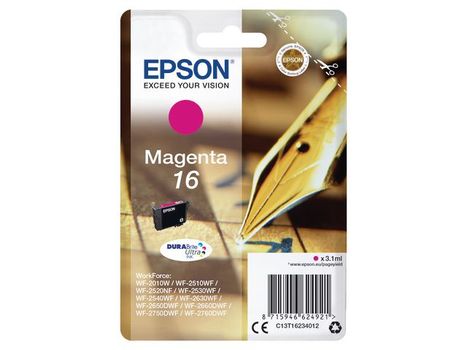 EPSON 16 ink cartridge magenta standard capacity 3.1ml 165 pages 1-pack blister without alarm (C13T16234012)