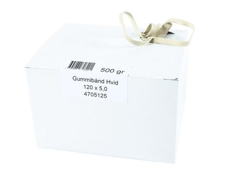 EMO Gummibånd 120 x 5,0, Hvid, 0,5 kg 345/pk (4705125)