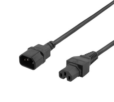 DELTACO extension cord IEC C15 - IEC C14, 1m, black (DEL-116)