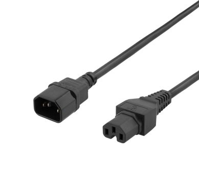 DELTACO extension cord IEC C15 - IEC C14, 0.5m, black (DEL-116-50)
