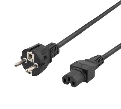 DELTACO Power CEE 7/7 (male) - Power IEC 60320 C15 Black 3m (DEL-117C)