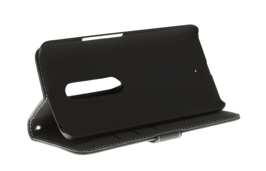 INSMAT Exclusive FlipCase - Lommebok for mobiltelefon - ekte skinn - svart - for Motorola Moto X Play (650-2472)