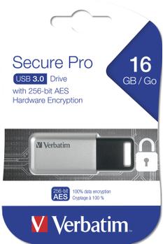 VERBATIM USB 3.0 DRIVE 16GB SECURE DATA PRO PC & MAC MEM (98664)