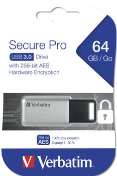 VERBATIM USB 3.0 DRIVE 64GB SECURE DATA PRO PC & MAC MEM (98666)