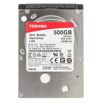 TOSHIBA L200 500GB, 2.5"", 500 GB, 5400 rpm, Serial ATA III, 8 MB, HDD (HDWK105UZSVA)