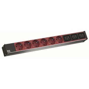 BACHMANN 19"" 1U 6xSchuko red 3xC19 red  (800.2333)