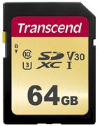 TRANSCEND 500S - Flash memory card - 64 GB - Video Class V30 / UHS-I U3 / Class10 - SDXC UHS-I