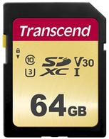 Transcend 500S - flashminnekort - 64 GB - SDXC UHS-I