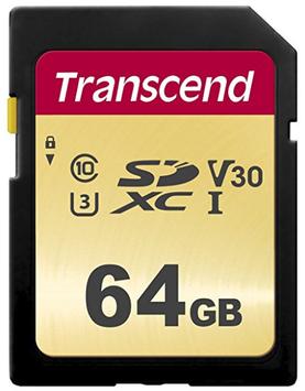 Transcend 500S - flashminnekort - 64 GB - SDXC UHS-I (TS64GSDC500S)