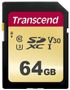 TRANSCEND SDXC-kort Premium 500S Class 10, UHS-I, UHS-Class 3, v30 Video Speed Class 64 GB