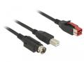 DELOCK PoweredUSB cable male 24 V > USB Type-B male + Hosiden Mini-DIN 3 pin male 5 mÂ for POS printers and terminals