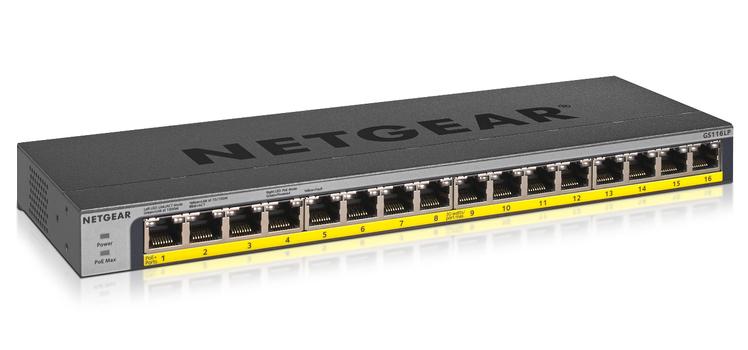NETGEAR 16PT POE/ POE+GIGABIT UNMANAGED SWITCH (GS116LP-100EUS)