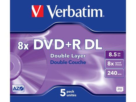 VERBATIM DVD+R DL Verbatim 8.5Gb 8x jewelcase (5) (43541 $DEL)