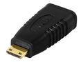 DELTACO HDMI adapter, mini HDMI male to HDMI female, 19-pin, gold-plated