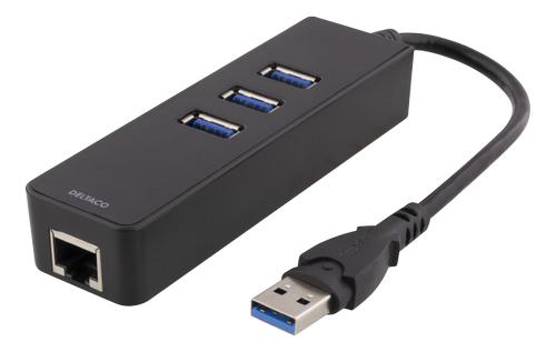 DELTACO Verkkosovitin,  1xGigabitRJ45,  1xUSB3 A ur, 3x USB3 na, musta (Y-3045)