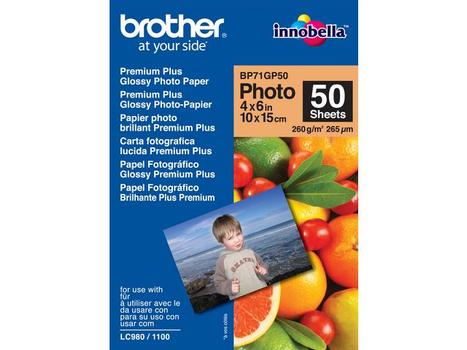 BROTHER glossy photo paper white 100x150mm 50 sheets (BP71GP50)