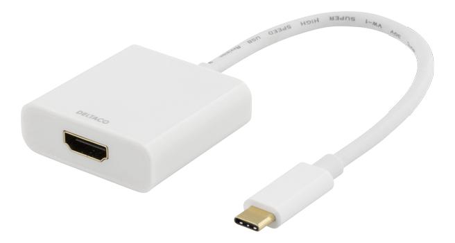 DELTACO USBC to HDMI 4Kx2K 30Hz white blister (USBC-HDMI7)