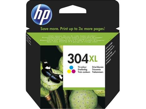 HP 304XL - High Yield - colour (cyan, magenta, yellow) - original - ink cartridge - for AMP 130, Deskjet 26XX, 37XX, ENVY 50XX (N9K07AE#UUS)
