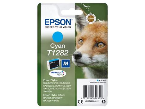 EPSON T1282 ink cartridge cyan standard capacity 3.5ml 1-pack blister without alarm (C13T12824012)