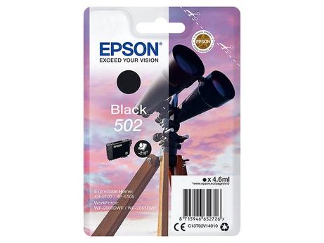 Epson 502 - svart - original - blekkpatron (C13T02V14010)