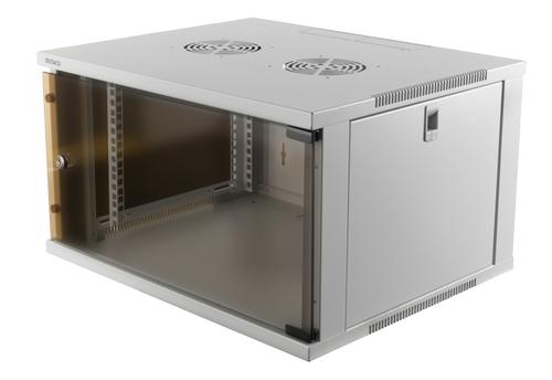 DELTACO 19” cabinet, 6U, 540x450mm,  standing or wall mount, glass door (19-5406W)