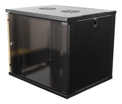 DELTACO 19” cabinet, 9U, 540x450mm,  standing or wall mount, glass door (19-5409B)