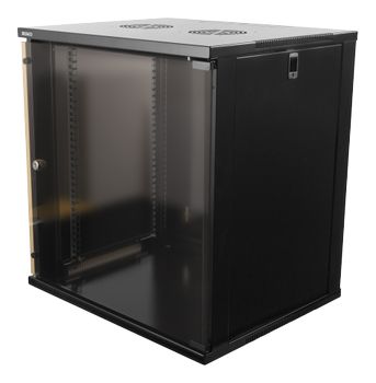 DELTACO 19” cabinet, 12U, 540x450mm,  standing or wall mount, glass door (19-5412B)