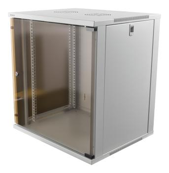 DELTACO 19” cabinet, 12U, 540x450mm,  standing or wall mount, glass door (19-5412W)