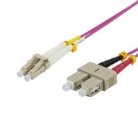 DELTACO Fiber cable, 5m, LC-SC Duplex, 50/125, pink