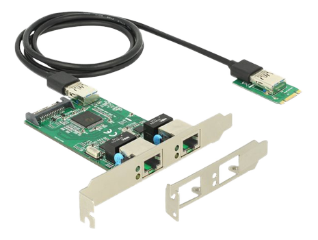 DELOCK Conv. M.2 B+M St>2xGiga. LAN LP (63425)