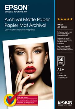 EPSON n Media, Media, Sheet paper, Archival Matte Paper, Graphic Arts - Photographic Paper, A3+, 189 g/m2, 50 Sheets (C13S041340)
