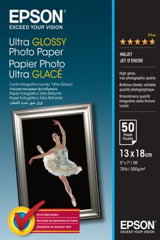 EPSON n Media, Media, Sheet paper, Ultra Glossy Photo Paper, Office - Photo Paper, Home - Photo Paper, Photo, 13 x 18 cm, 130 mm x 180 mm, 300 g/m2, 50 Sheets (C13S041944)
