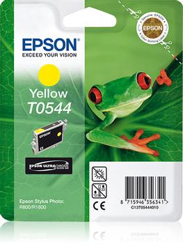 EPSON T0544 - 13 ml - gul - original - blister med RF-larm/ akustiskt larm - bläckpatron - för Stylus Photo R1800, R800 (C13T05444020)