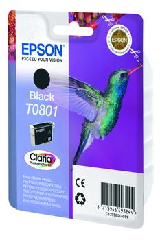 EPSON n Ink Cartridges,  Claria" Photographic,  T0801, Hummingbird,  Singlepack,  1 x 7.4 ml Black (C13T08014011)